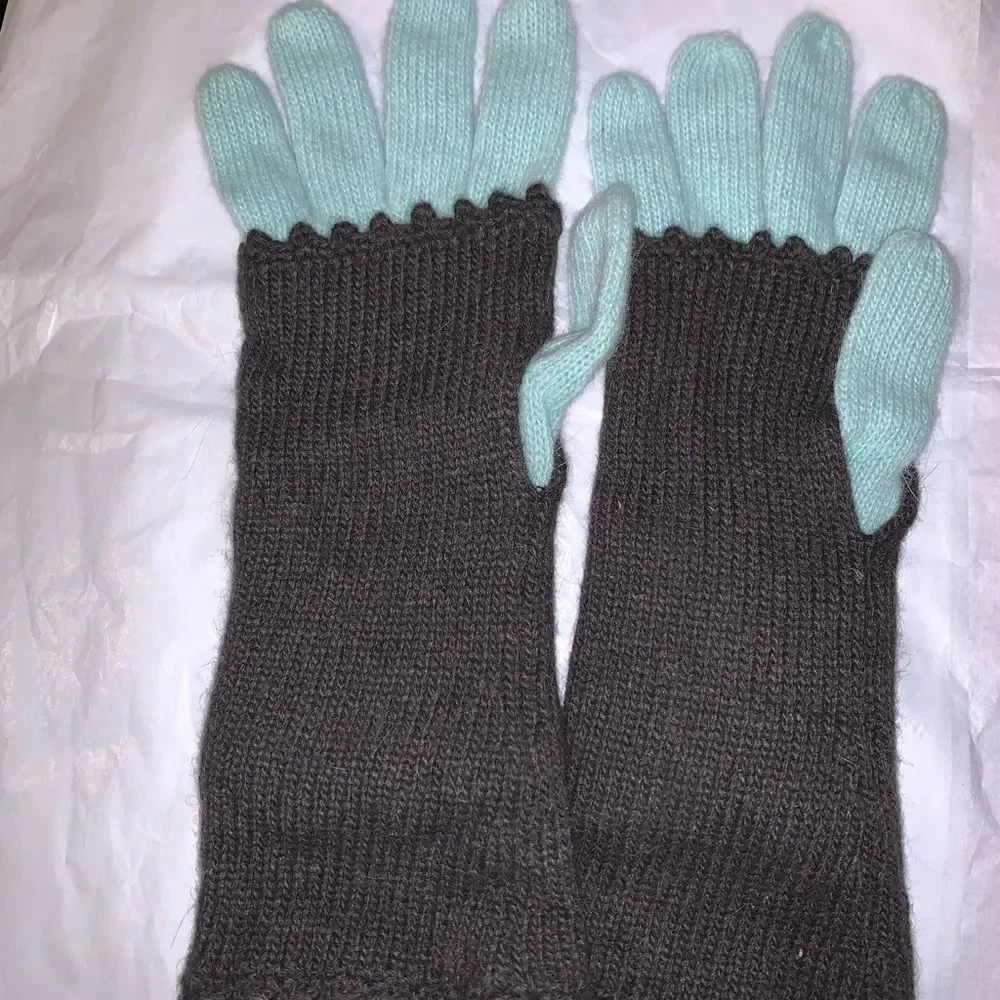 Carolina Amato wool blend overlay gloves